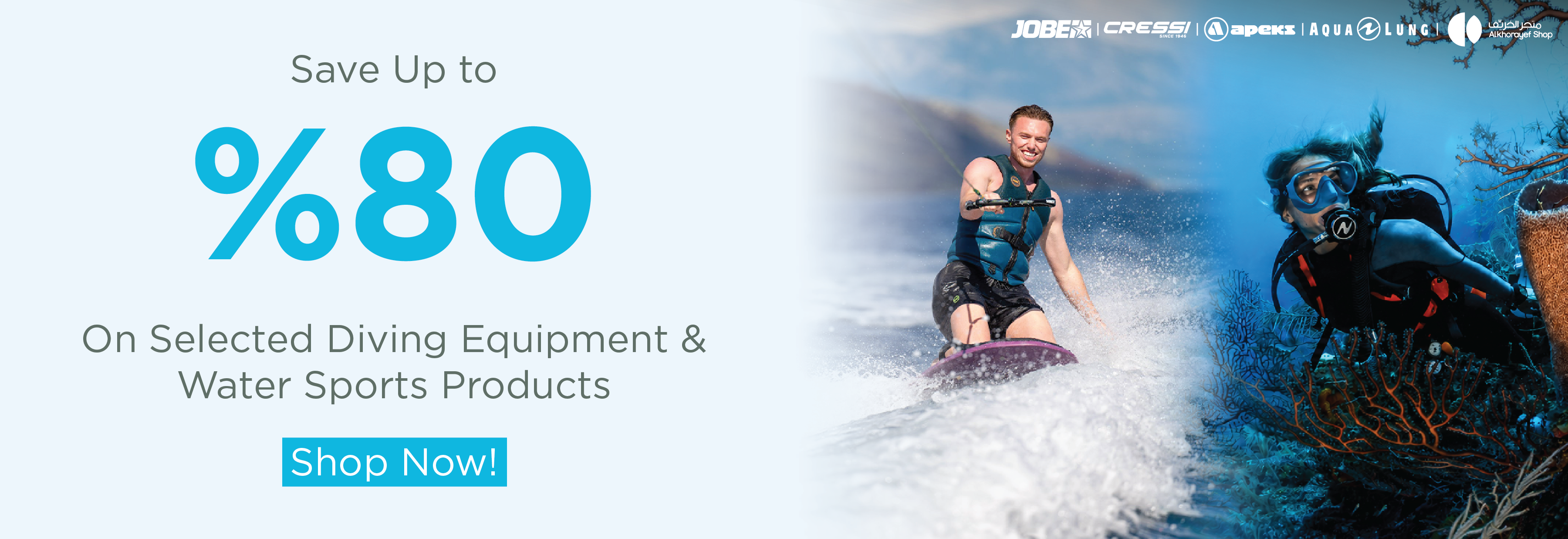Save up to 80% on selected diving equipment and water sports products at Alkhorayef Shop — Shop Now